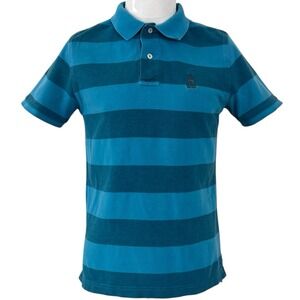 Psycho‎ Bunny Mens Blue Striped Polo Shirt Short Sleeve Size 4